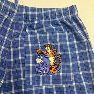 Disney Store Tigger Eeyore Embroidered Winnie The Pooh Pajama Pants Blue Size S